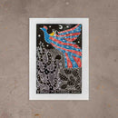 Xilogravura Pavão Misterioso - 66 X 48 cm