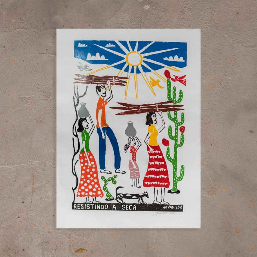 Xilogravura Resistindo a Seca - 66 X 48 cm