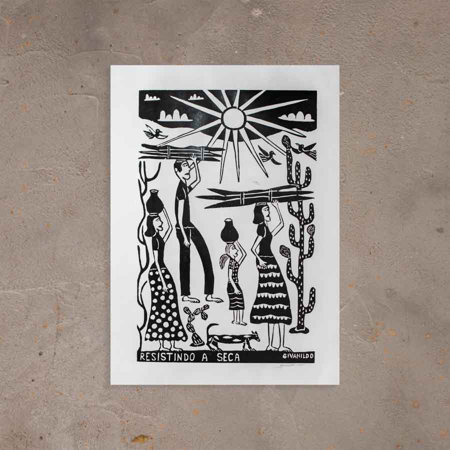 Xilogravura Resistindo a Seca - 66 X 48 cm