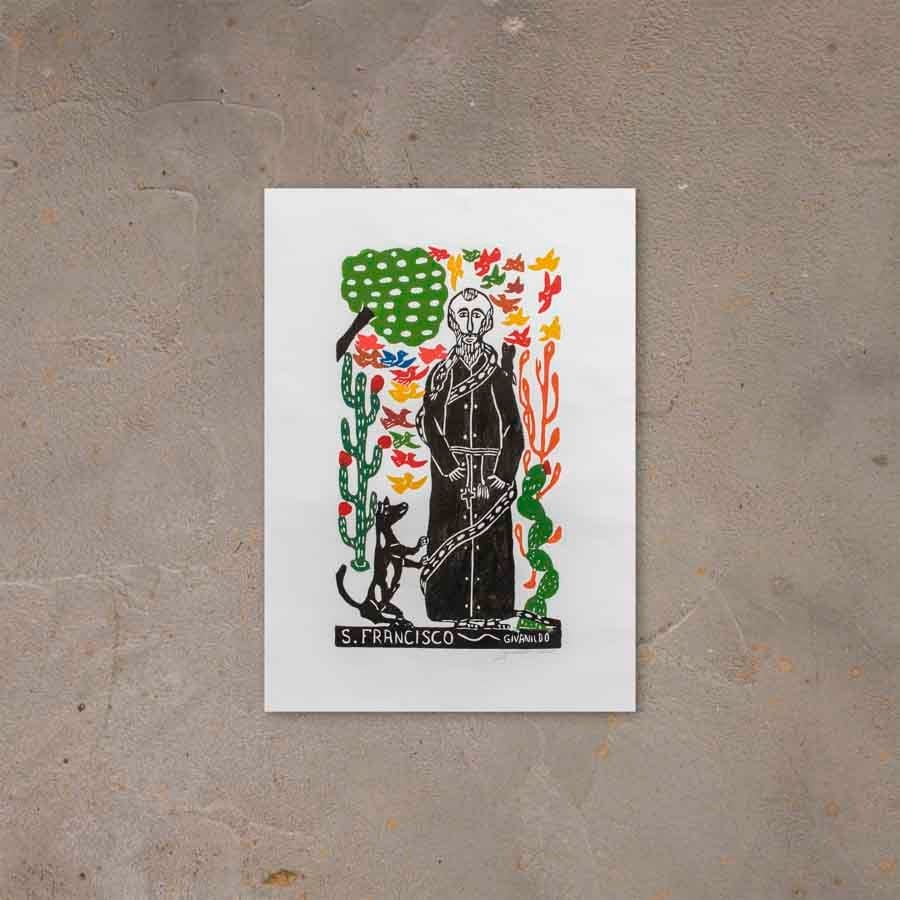 Xilogravura São Francisco - 66 X 48 cm