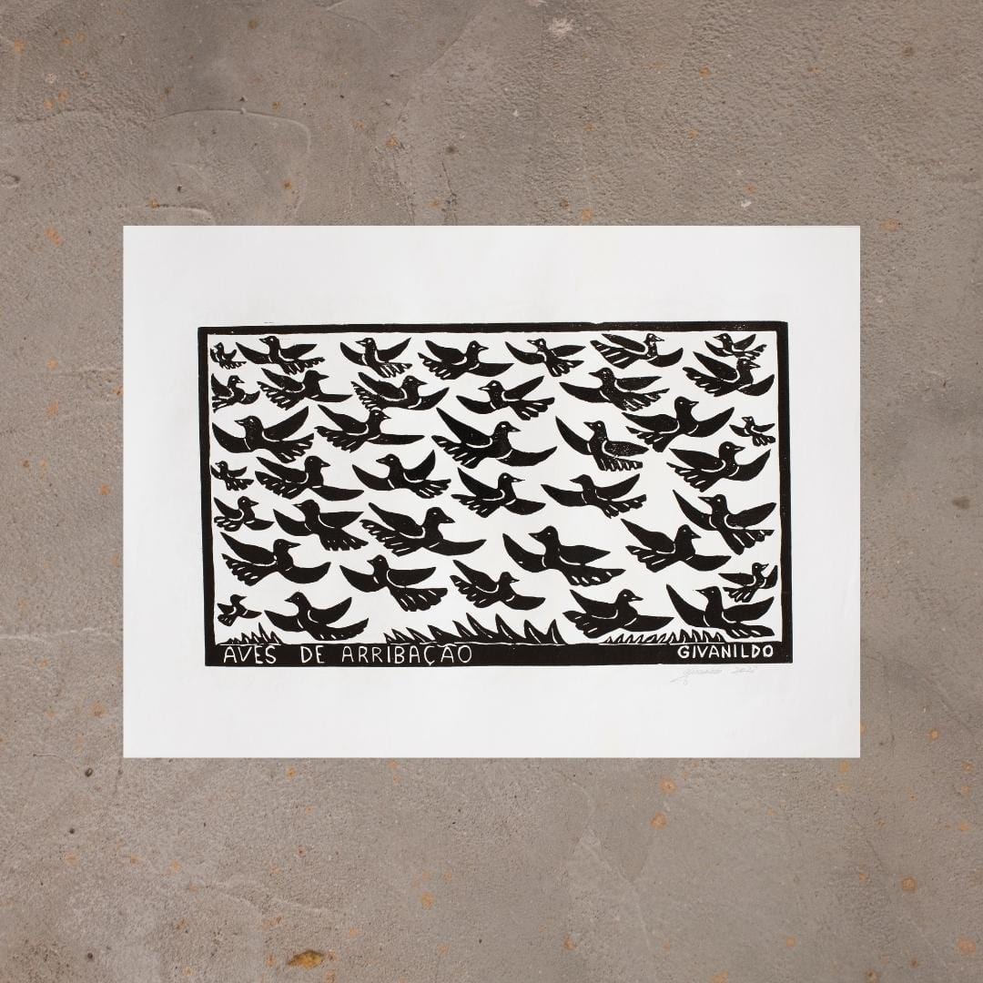 Xilogravura Aves de Arribação - 48 X 66 cm
