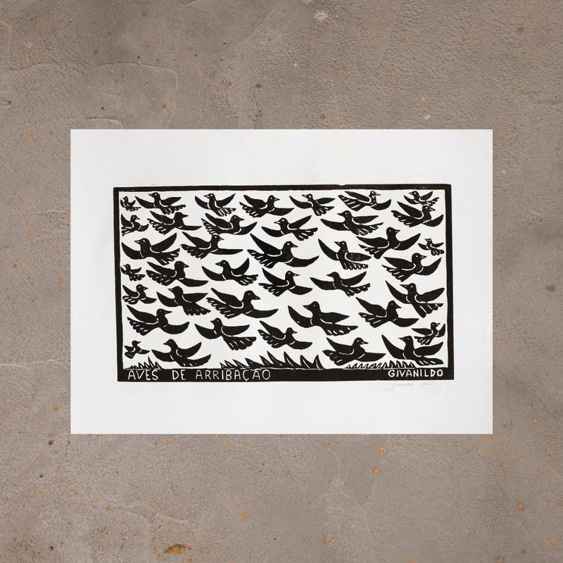 Xilogravura Aves de Arribação - 48 X 66 cm