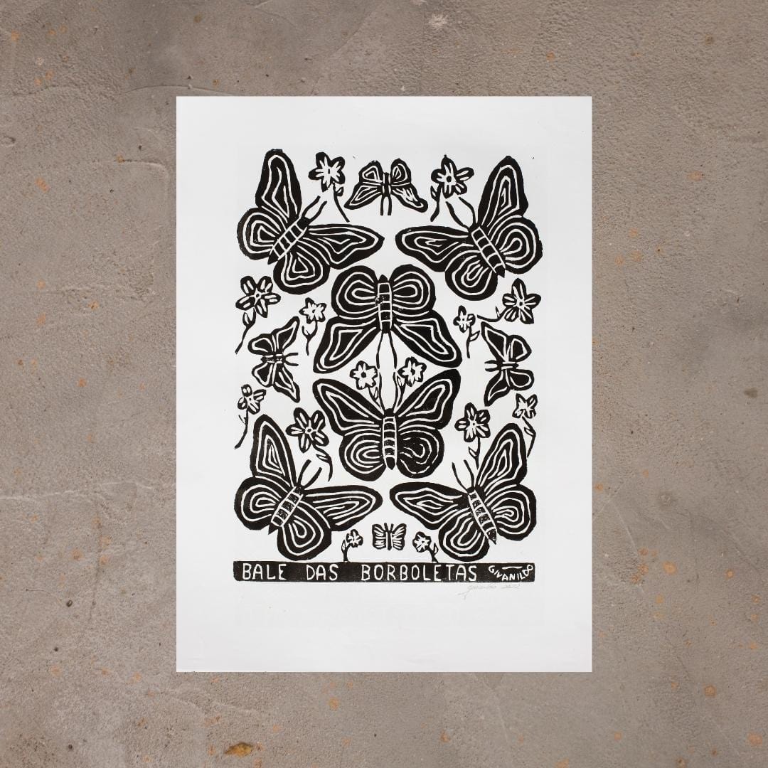 Xilogravura O Balé das Borboletas - 66 X 48 cm